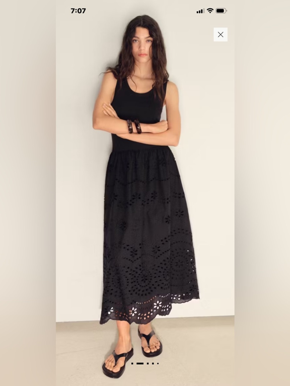 Mango Openwork Embroidered Combined Dress Size 4 NWT